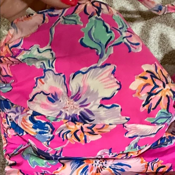 Lilly Pulitzer Pink Floral Halter One-Piece Swimsuit - Picture 4 of 12